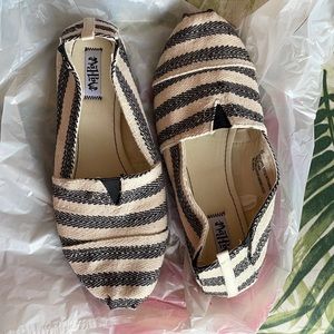 Toms style canvas comfy striped flat shoes new